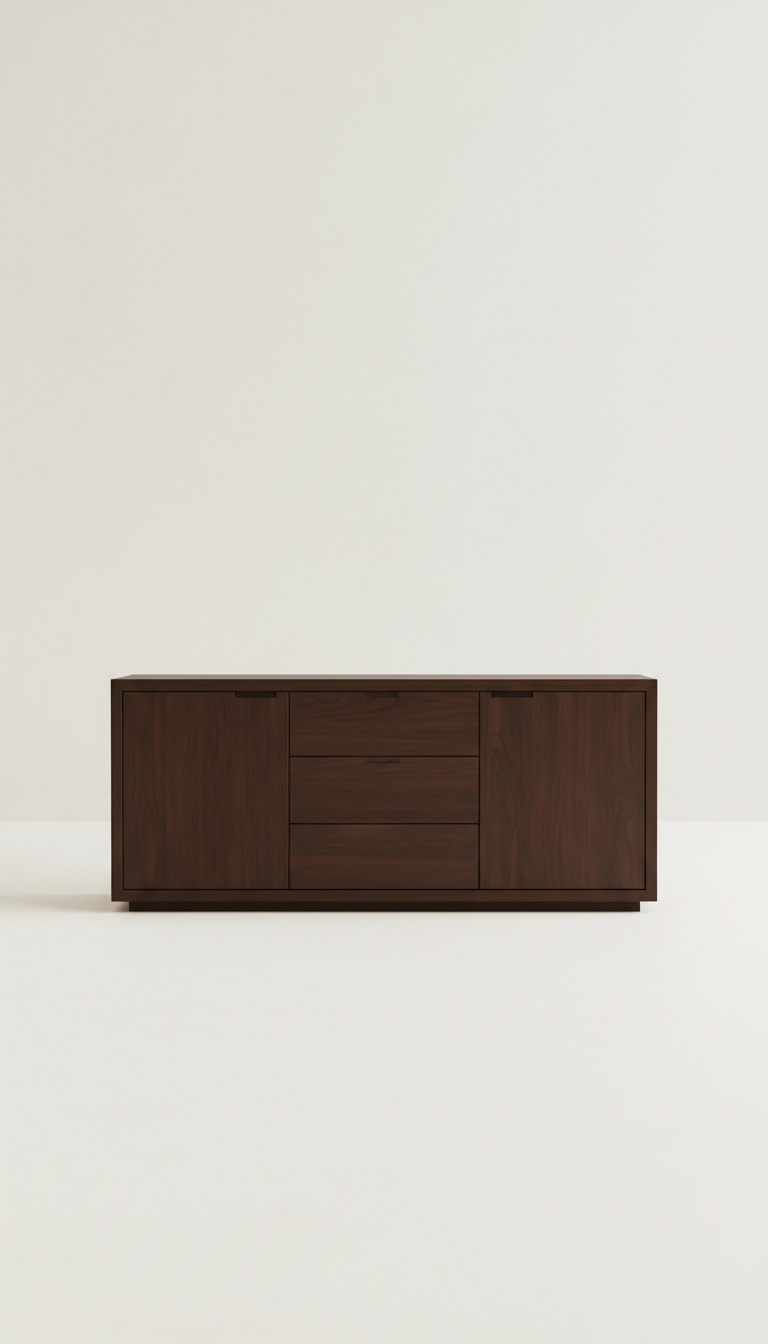 Espresso wood sideboard with soft-close drawers