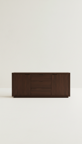 Espresso wood sideboard with soft-close drawers